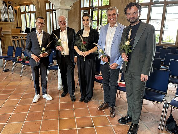 V. l. n. r.: Florian Ahlborn, Volker Ahmels, Antoaneta Emanuilova, Henning Lucius, Martin Rieck. Bertold Stecher nicht anwesend. © Angelika Thönes